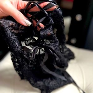 Black lace up panties